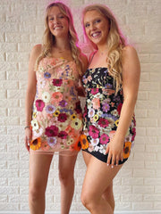 Bodycorn Spaghetti Straps 3D Flower Homecoming Dress