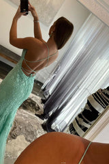 Mermaid Sheath Spaghetti Straps Lace Prom Dress