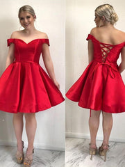 A-Line Satin Off-Shoulder Homecoming Dress