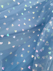 Corset Sparkly Hearts Above Knee Length Tulle Dress