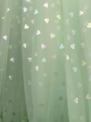 Corset Sparkly Hearts Above Knee Length Tulle Dress