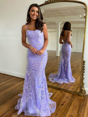 Mermaid Sheath Scoop Lace Prom Dress