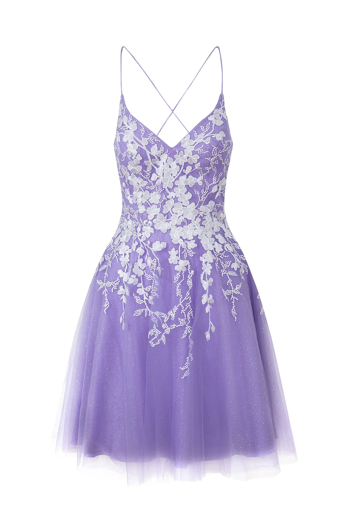 Aline Short Glitter Tulle Homecoming Dress with Appliqued