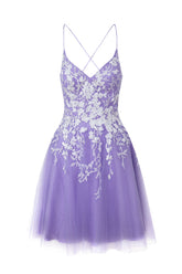 Aline Short Glitter Tulle Homecoming Dress with Appliqued