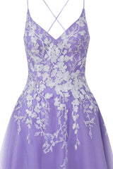 Aline Short Glitter Tulle Homecoming Dress with Appliqued
