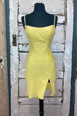 Short Tight Yellow Homecoming Dress with Corset