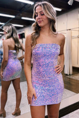Bodycorn Strapless Sequins Short Homecoming Dress