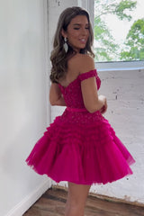 A Line Tulle Ruched Short Homecoming Dress