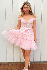A Line Tulle Ruched Short Homecoming Dress