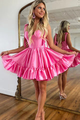 Pink Ruffle A-line Sweetheart Homecoming Dress