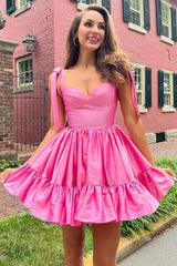 Pink Ruffle A-line Sweetheart Homecoming Dress