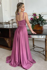A-line Bridesmaid Dress, Spaghetti Straps, Sweetheart, Ruched, Long