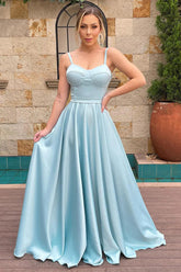 A-line Bridesmaid Dress, Spaghetti Straps, Sweetheart, Ruched, Long