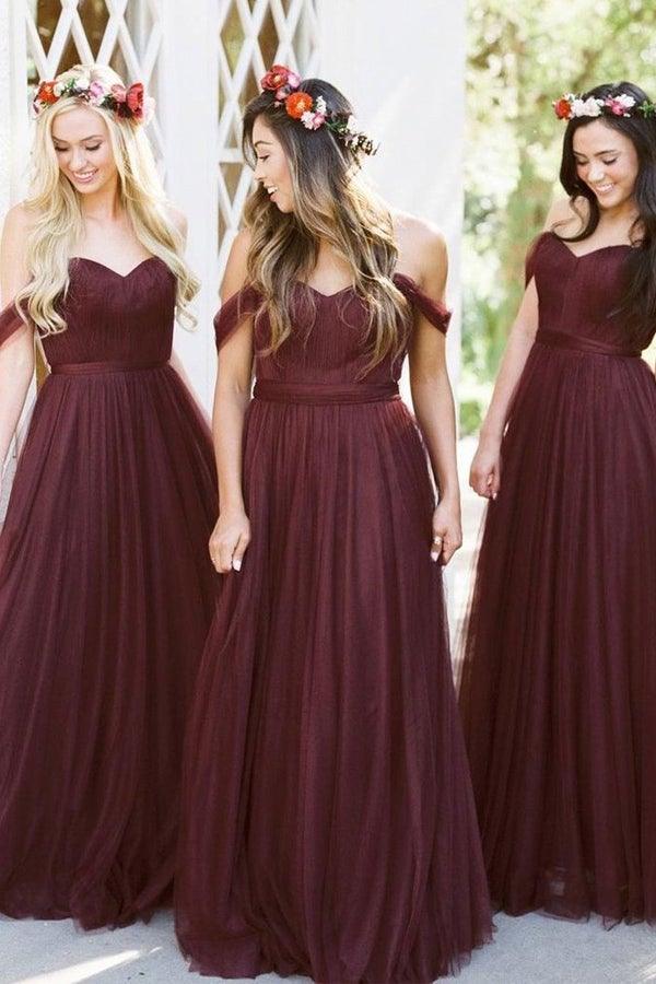 Burgundy Long Bridesmaid Dresses