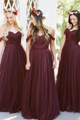 Burgundy Long Bridesmaid Dresses