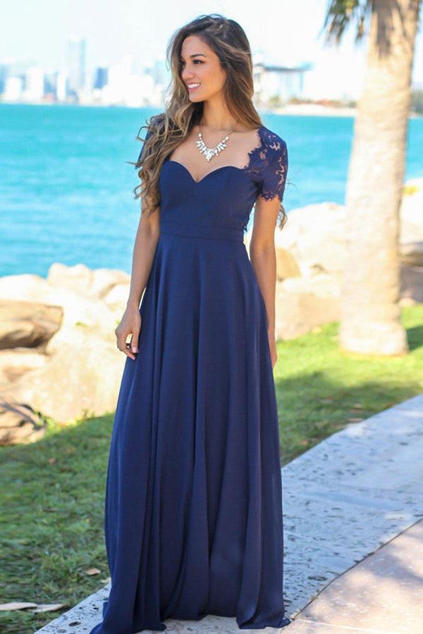 Chiffon A-line Bridesmaid Dresses, Sweetheart Neckline, with Appliques