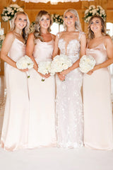 Champagne Cowl Neck Spaghetti Strap Bridesmaid Dress