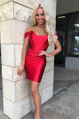 Bodycon Off the Shoulder Satin Homecoming Dress