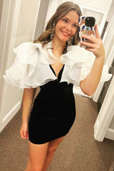 Bodycorn V-Neck Ruffle Sleeves Homecoming Dress