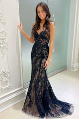 Sweetheart Black Lace Appliqued Mermaid Sheath Prom Dress