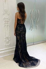Sweetheart Black Lace Appliqued Mermaid Sheath Prom Dress
