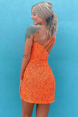 Glitter One Shoulder Hot Pink Tight Short Prom Dress Homecoming Dress