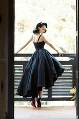 High Low Black Vintage Homecoming Dress Short Prom Dress