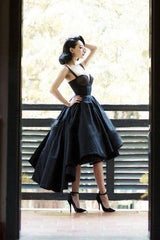 High Low Black Vintage Homecoming Dress Short Prom Dress