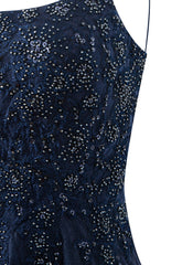 Navy Blue A-line Chiffon Short Homecoming Dress