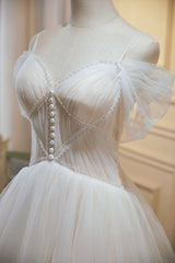 Ivory A-line V Neck Tulle Homecoming Dresses