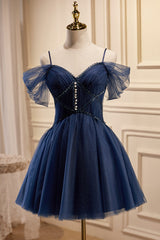 A-line V Neck Tulle Homecoming Dresses