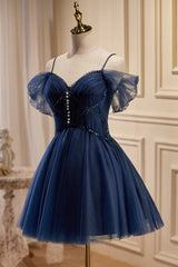 A-line V Neck Tulle Homecoming Dresses