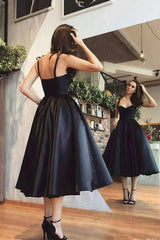 A line Sweetheart Satin Tea Length Homecoming Dress