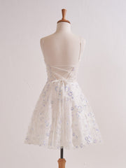Lavender Floral Strapless Sweetheart Short Homecoming Cocktail Dress