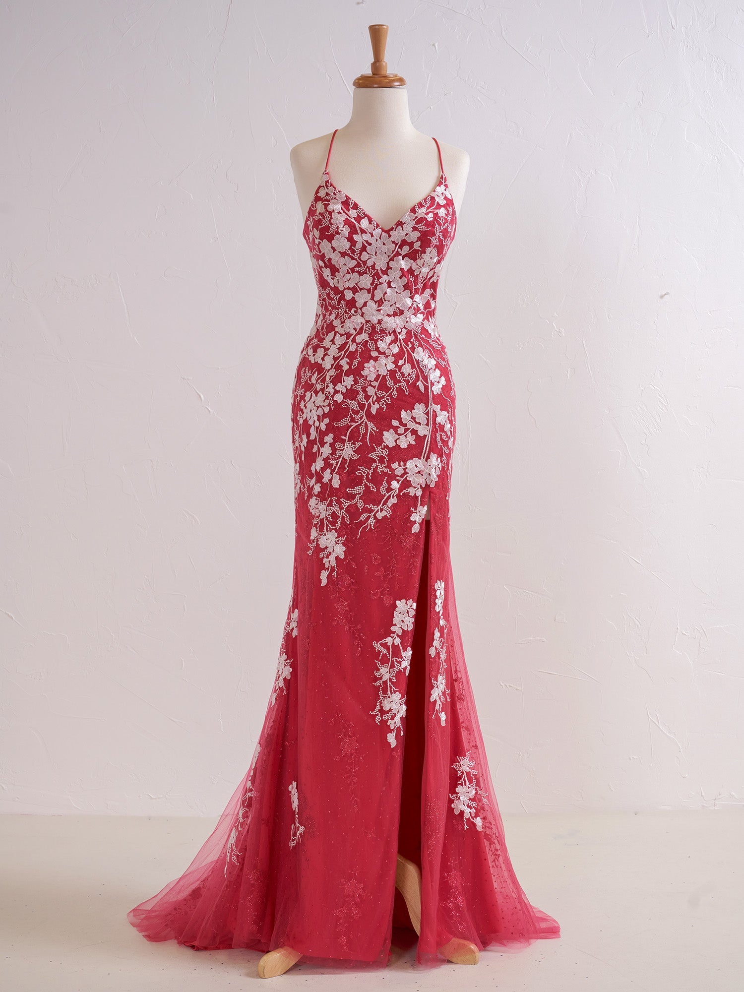 Mermaid Sheath V Neck Long Prom Dress with Appliqued Beading