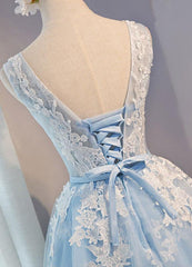 Scoop Neck Short Tulle Homecoming Dress with Lace Appliques