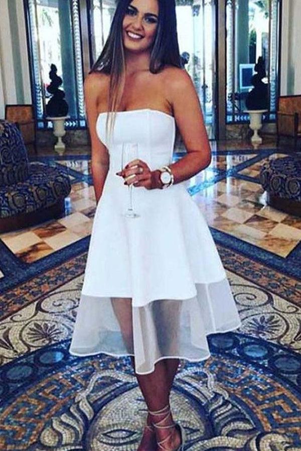 Newest Sleeveless A-line Knee-Length White Homecoming Dress