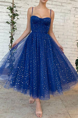 Tulle Sweetheart Straps Short Prom Dress Tea-Length Homecoming Dress