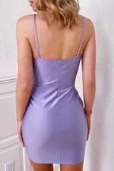 V-Neck Sleeveless Elastic Satin Stretch Crepe Mini Homecoming Dress