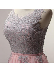 A-Line Appliques Ribbons Scoop Knee-Length Homecoming Dress