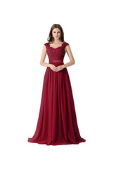 A-line Chiffon Lace Bridesmaid Dresses, Evening Gowns, Prom Dresses