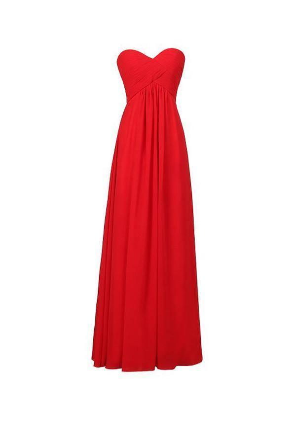 Chiffon A-line Bridesmaid Long Evening Gown, Sweetheart