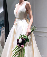 A-Line High Low V-Neck Short Prom Dress Homecoming Dress