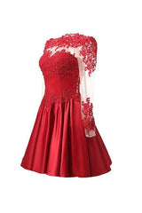 A-Line Long Sleeve Homecoming Dress with Appliques