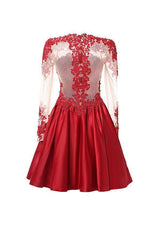 A-Line Long Sleeve Homecoming Dress with Appliques