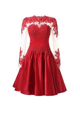 A-Line Long Sleeve Homecoming Dress with Appliques