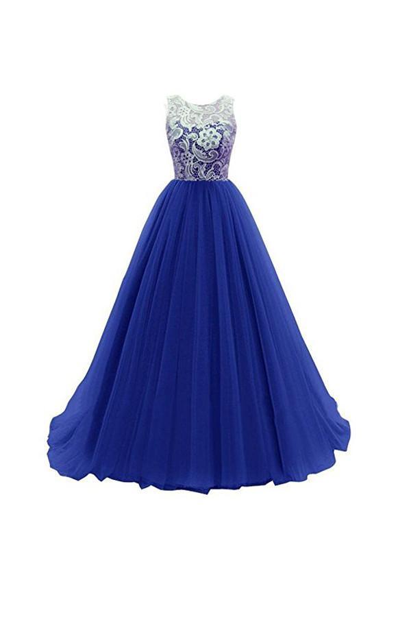 A-line Lace Prom Dress Bridesmaid Long Evening Gowns