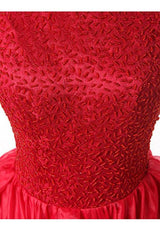 Red A-line Organza Bridesmaid Dress, Asymmetric, with Beading