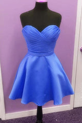 A-Line Satin Sweetheart Simple Short Prom Dress Homecoming Dress