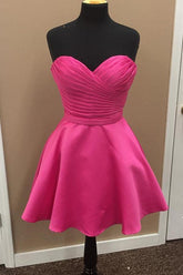A-Line Satin Sweetheart Simple Short Prom Dress Homecoming Dress